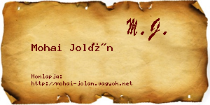 Mohai Jolán névjegykártya